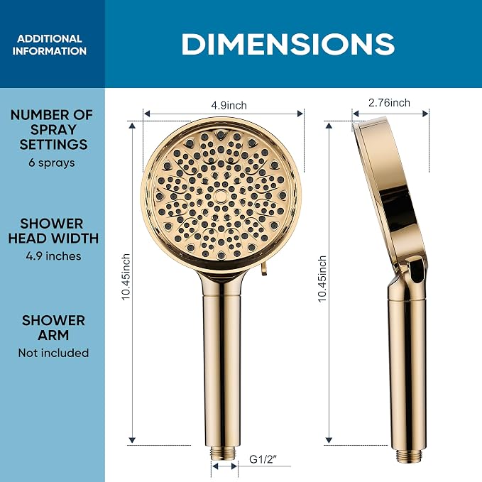 Cobbe Filtered Shower Head with Handheld, High Pressure 6 Spray Mode Showerhead with Filters, Water Softener Filters Beads for Hard Water - Remove Chlorine - Reduces Dry Itchy Skin, Egyptian Gold | High Pressure 6 Spray Mode Shower Head with Filters - ...
