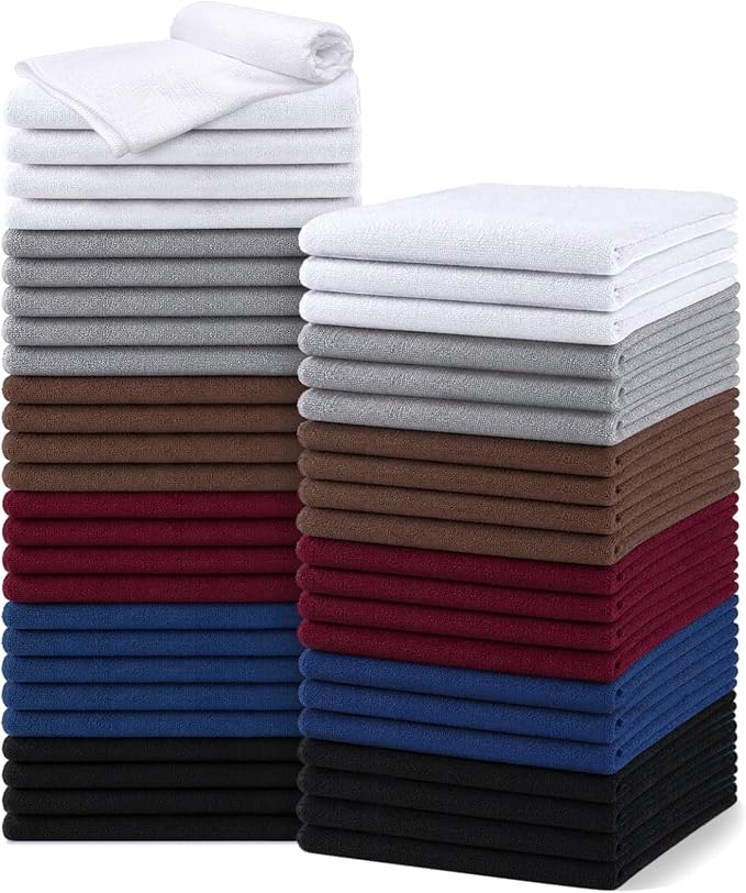Salon Towels 48 Pack, Microfiber Barber Towels Bulk | (16x29 inches) Hair-Drying Cloth Super Soft Hand Cloth for Gym, Bath, Spa and Home Beauty Care(Not Bleach Proof) - Multicolor