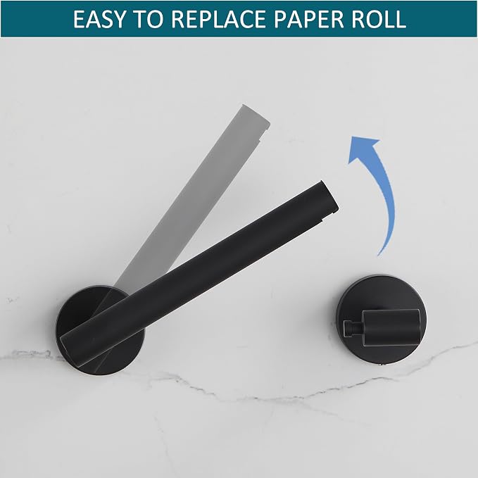 Toilet Paper Holder Matte Black Wall Mount Stainless Steel 304 Large Mega Roll