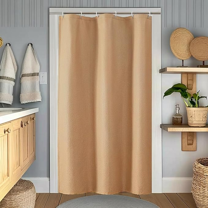 Coral Stall Shower Curtain for Bathroom, 3D Embossed Textured Fabric Small Shower Curtain for Narrow Stall Size, Machine Washable Water Resistance, Hotel Style, 36" W x 72" L, Coral