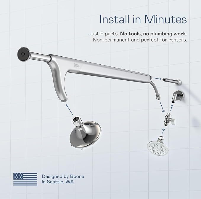BOONA Tandem Shower as seen on Shark Tank | Dual Shower Head for Couples | King Krome, Two Showerheads