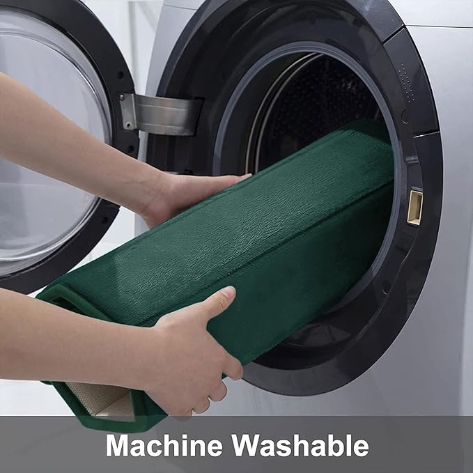 Buganda Memory Foam Bath Mat 60 x 24, Ultra Soft Absorbent Bathroom Rugs | Dark Green, Machine Washable Quick Dry Bath Mats for Bathroom Floor, Shower and Tub, Home Decor Accessories
