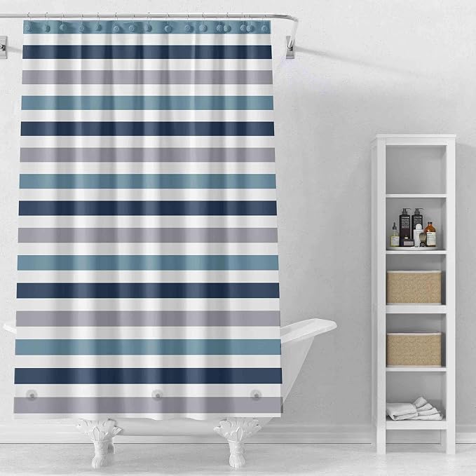 TIKABC Shower Curtain Liner, 4G PEVA Shower Liner, Plastic Waterproof Shower Curtains, 72x72 inch with Grommet Holes 3 Magnetic Weights