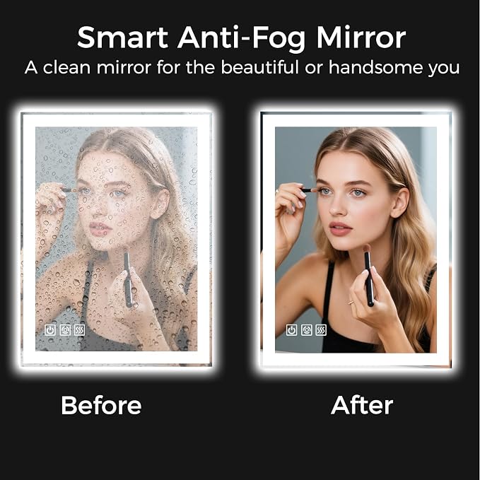 24"X32" LED Bathroom Vanity Mirror with Lights, Anti-Fog, Dimmable, Lighted Bathroom Mirror for Wall, Memory Function, Tempered Glass, Shatter-Proof, Backlit & Front Lit