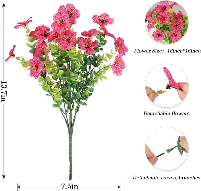 AGIRL Artificial Flowers Outdoor UV Resistant Fake Plant Garden Patio Decor | 16 Bundles,No Fade Plastic Faux Flowers for Hanging Planters front porch yard Indoor Outside,grave decorations for cemetery