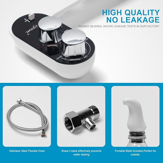 GLIGAM Hot and Cold Bidet Attachment for Toilet Seat, Warm Water Bidet | Ultra-Slim Bidet- Non-Electric with Self Cleaning Nozzles, Leak Proof, Adjustable Pressure Control & Angle Controls