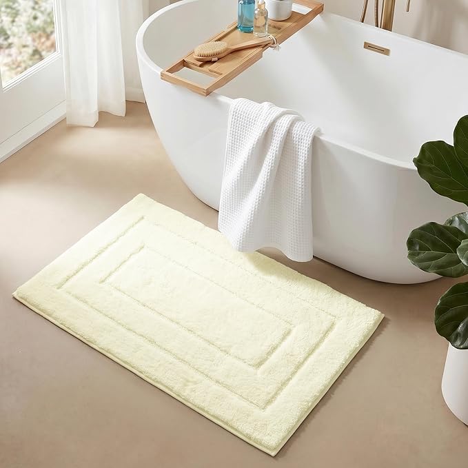 GRANNY SAYS Ivory Bathroom Rug 16" x 24", Non-Slip Microfiber Bath Mat | Ultra-soft, with durable TPR backing for reliable grip, fast water absorption, machine washable for small bathroom spaces