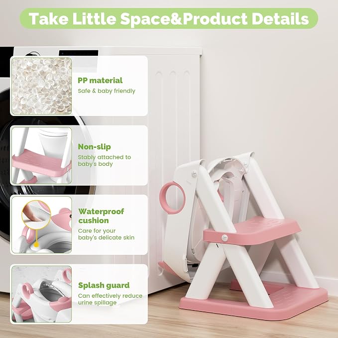 COOSEYA Toilet Seat, Potty Training Seat for Toddler, Upgraded 2-in-1 Potty Toilet Training for Boys and Girls, Waterproof Cushioned Mat with Non-Slip Step Stool