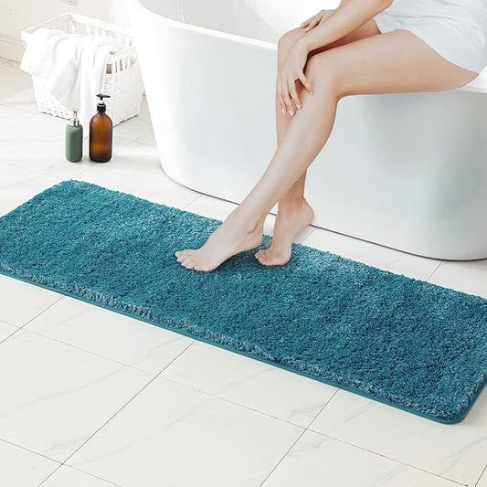 MIULEE Teal Bathroom Runner Rugs Soft Microfiber Bath Mat 24x60 Inch | Absorbent, Non Slip, Quick Dry, Fluffy Bath Rugs for Bathroom Floor Tub Showers, Machine Washable