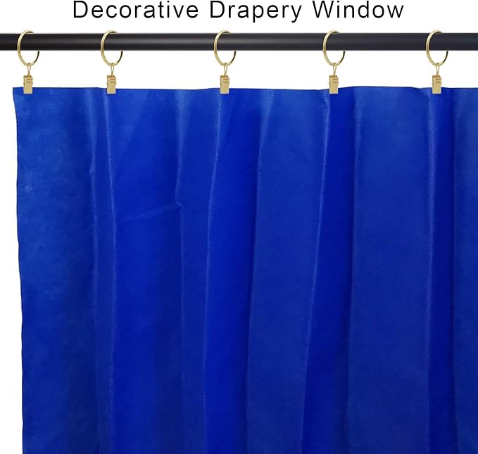 90 Pack Curtain Rings with Clips, Drapery Clips with Rings, Drapes Rings 1.26 in Interior Diameter, Fits up to 1 in Curtain Rod, Gold Color