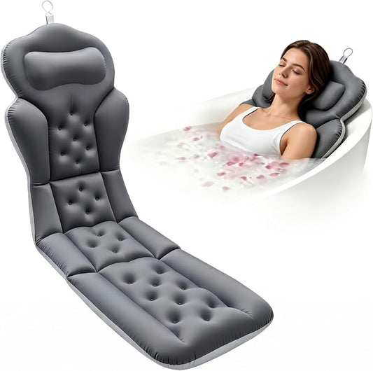Ciieyuo Bath Pillow for Tub, Full Body Bathtub Pillow, Tub Cushion | 55.1 x 19.3 x 2.4 in bath cushion for tub, Swimwear Fabric, 192 suction cups, machine washable, laundry bag, hanging hook