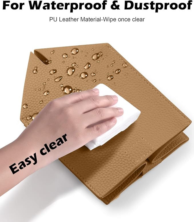 Tissue Box Cover for PU Leather, Modern Simple Solid Color Holder Square Tissue Bag, Ideal for Bathrooms,Office,Car,Nightstand,Outdoor Tent,Dining Table,5"X5"X5", Single Bronze
