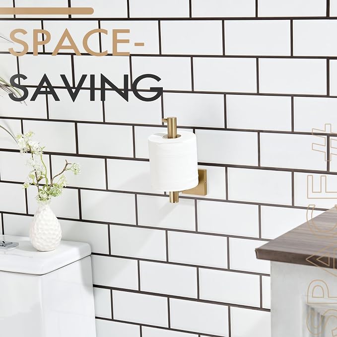 KOKOSIRI Toilet Paper Holder Champagne Bronze Toilet Roll Holder Hold Mega Rolls Kitchen Bathroom Tissue Paper Dispenser Stainless Steel, B2005CPG
