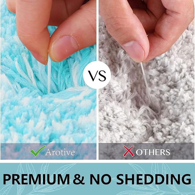 Arotive Microfiber Bathroom Rugs, Shaggy Soft Absorbent Bath Rug, 24x16 | SkyBlue, Rubber Backing Thick Plush Machine Washable Dry Bath Mats for Bathroom, Tub and Shower, Rectangular
