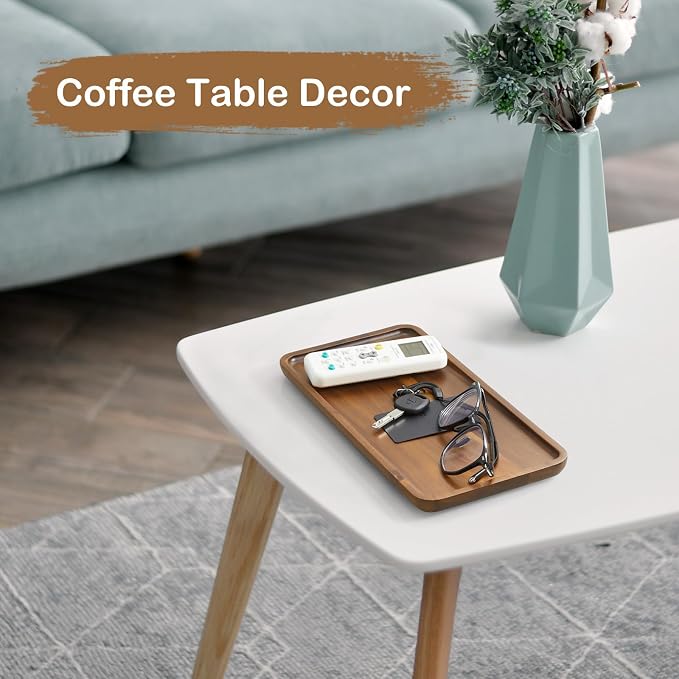Acacia Wood Bathroom Vanity Tray, 12 Inch Wooden Decorative Tray for Toilet Tank, Coffee Table, Kitchen Counter, Makeup, Perfume, Coffee Bar, Snacks, Candles and Home Decor