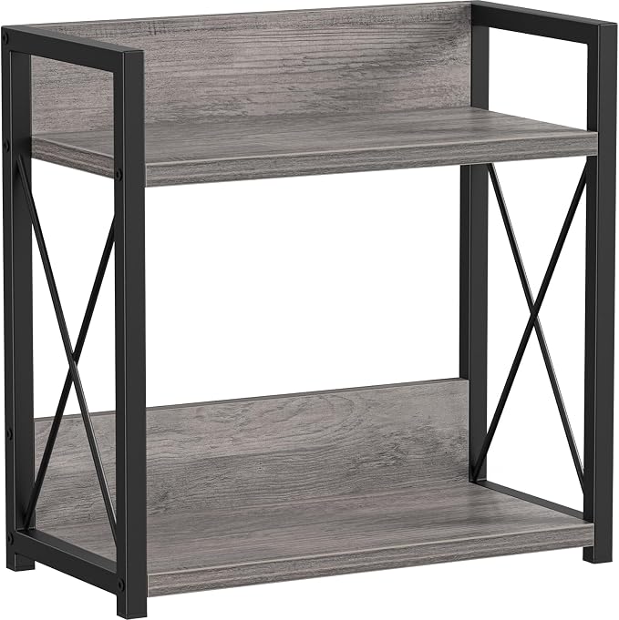 Giikin Coffee Bar Accessories, 2 Tier Spice Rack for Counter, Gray Kitchen Countertop Organizer (Grey, L)