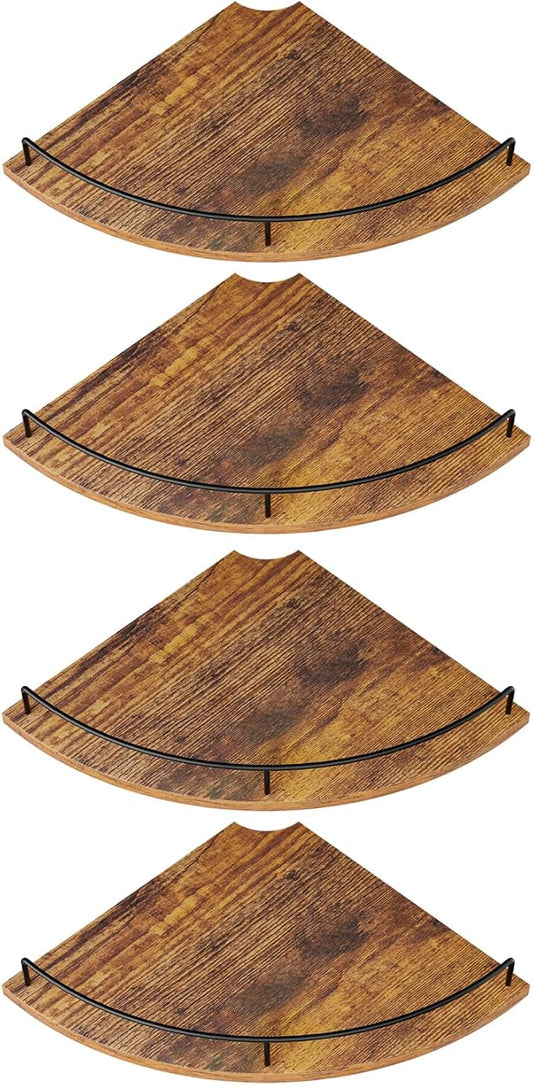Corner Shelf Wall Mount, Floating Corner Shelves, Set of 4 Corner Wall Shelf Organizer,Rustic Wood Wall Storage Display Shelves forLiving Room Bedroom Bathroom Kitchen