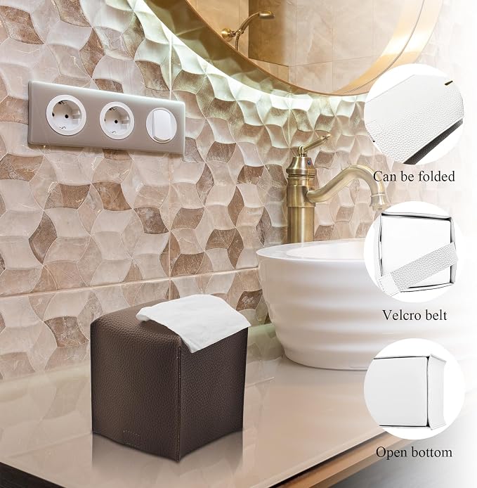 Bathroom Accessory Set, 10 Piece Brown Bathroom Set Complete | Includes Trash Can, Soap Dispenser, Toothbrush Holder, Soap Holder, Tumbler, Toilet Brush, Tray, Qtip Holders, Tissue Cover