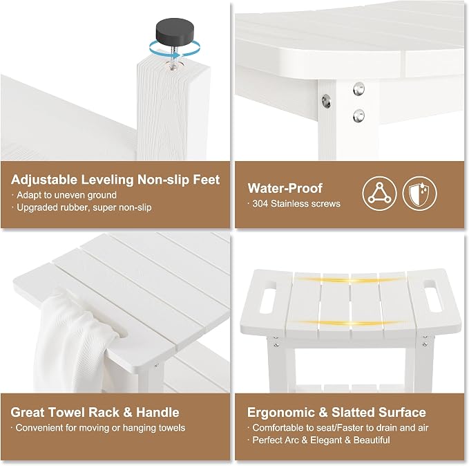 HIPS Shower Benches for Inside Shower, Shower Stool with Space-Efficient Storage Shelf, Waterproof Shower Chair Seat for Spa Bathroom(White)