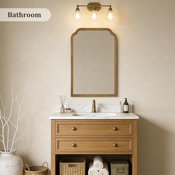 24" x 36" Natural Wood Mirror for Wall Mounted, Rustic Wood Frame Wall Mirrors Decorative for Living Room or Bathroom Mirror (Natural Color)
