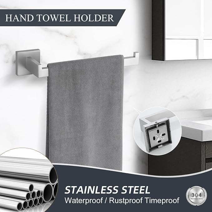 TURS Bathroom Hardware Set Brushed Towel Bar Set Stainless Steel Bathroom Accessories Towel Holder Sets Wall Mounted