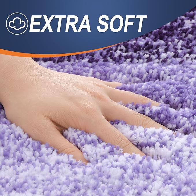 OLANLY Bathroom Runner Rug 70x24, Extra Soft Absorbent Microfiber Bath Rugs | Violet, Non-Slip Quick-Drying Rubber Backing, Washable Long Bath Mat for Floor, Tub and Shower, Home Decor