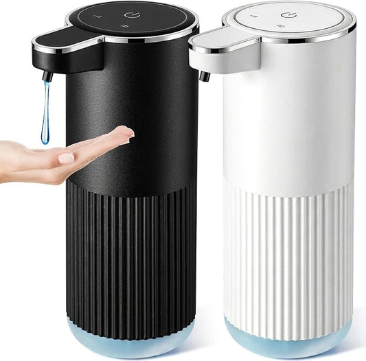 RYTOXILO Automatic Soap Dispenser, 2 Pack Black and White Touchless Liquid Soap Dispensers for Bathroom, 13.5 Fl Oz Plastic Electric Auto Dish Soap Dispenser Wall Mount for Kitchen
