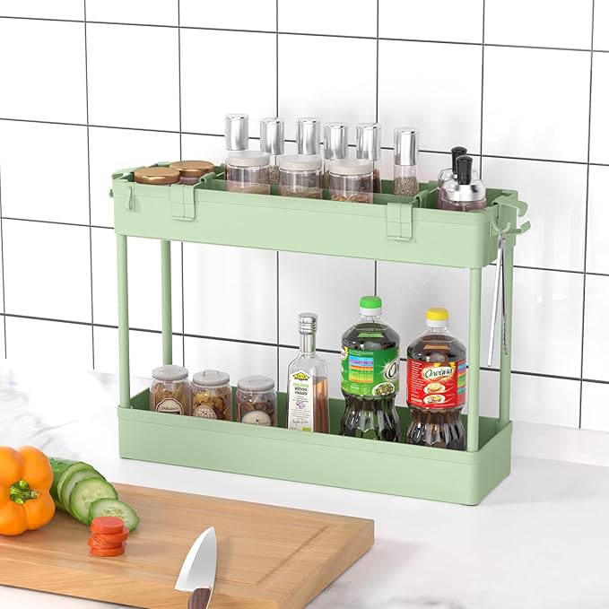 Slim Storage Cart 3 Tier,Bathroom Organizer Rolling Utility,Mobile Shelving Unit Slide Out for Office, Kitchen, Laundry Room & Narrow Places，Green