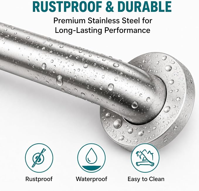 Grab Bars for Shower, 3 Pack Wall Mounted Bathroom Safety Bars | 2×16" & 1×12" Hand Rails for Shower, Bathroom Grab Bars for Seniors with 500 lb Support