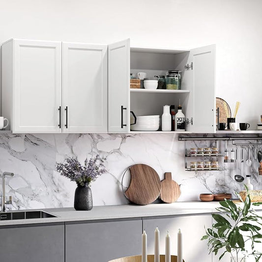 FIMELLO Wall Cabinet, Medicine Cabinet, Wall Amount Cabinet for Bathroom Laundry Kitchen Garage, Off-White