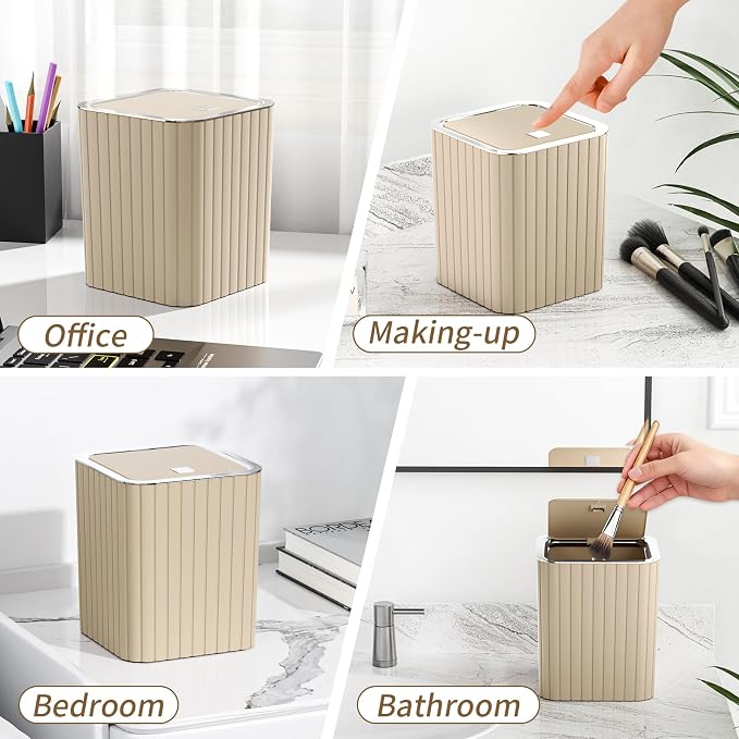 Bathroom Accessory Set - Bathroom Set, 27PC Bathroom Accessories Set, Beige Bathroom Sets with Shower Curtain and Rugs, Mini Trash Can, Toilet Brush, Trash Can & Soap Dispenser