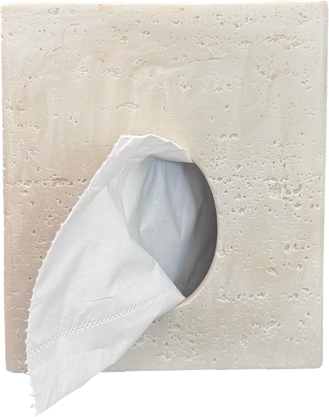 Hymmah Square Tissue Box Cover Holder with Tray,Unique Cube Design Tissue Dispenser Cover Decor for Vanity Counter Tops Also Great for Bedroom and Living Room