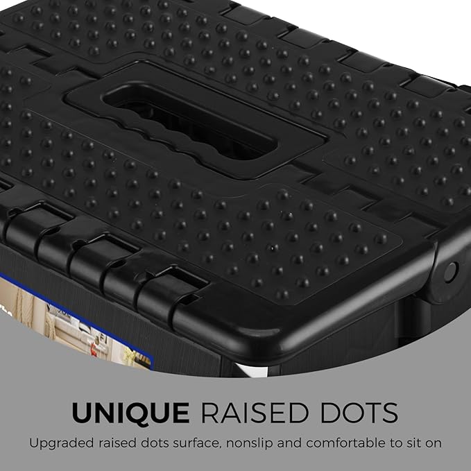 ACKO 13" Folding Step Stool, Non-Slip Surface for Adults & Kids, Dot Black | Collapsible Heavy Duty Foldable Stools, Portable Foot Stepping Stool Holds 300 lbs, Kitchen Bathroom Outdoor, Built-in Handle
