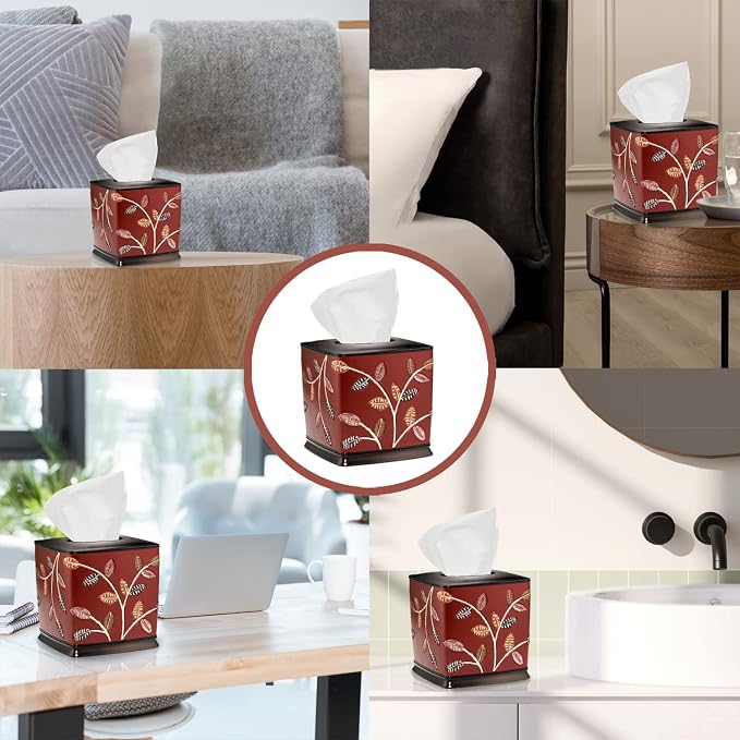 Resin Tissue Box Cover for Modern Home Decor - Minimalist Square Tissue Box Holder for Guest Room, Bedroom, Bathroom, Tabletop & Office - Durable and Aesthetic Tissue Holder, Aubury