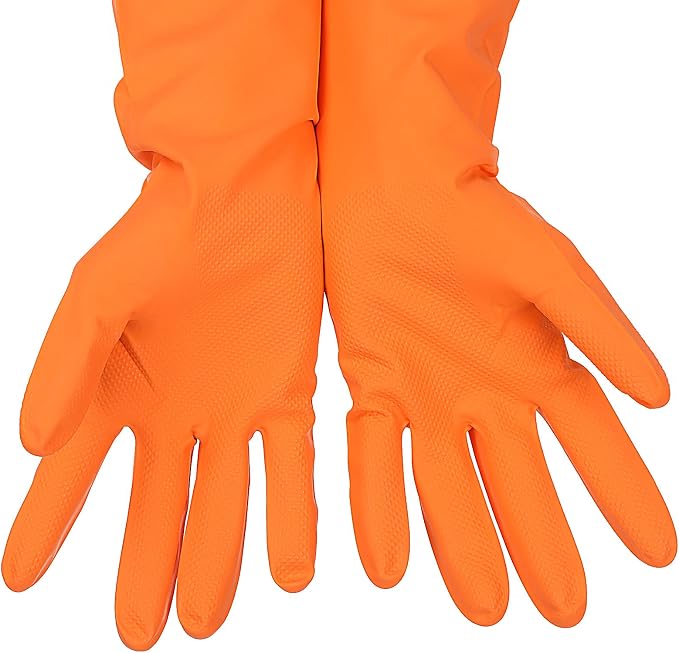 Latex Free Nitrile Cleaning Gloves, Large, 3 Pairs | 12 Mil Thick, Reusable Gloves with Non-Slip Grip, Waterproof for Dishwashing, Kitchen, Bathroom & Household Cleaning