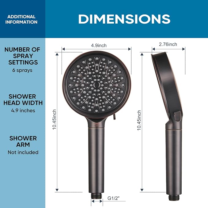 Cobbe Filtered Shower Head with Handheld, Water Softener for Hard Water | High Pressure 6 Spray Mode Shower Head with Filters - Remove Chlorine and Harmful Substances - Reduces Dry Itchy Skin, ORB
