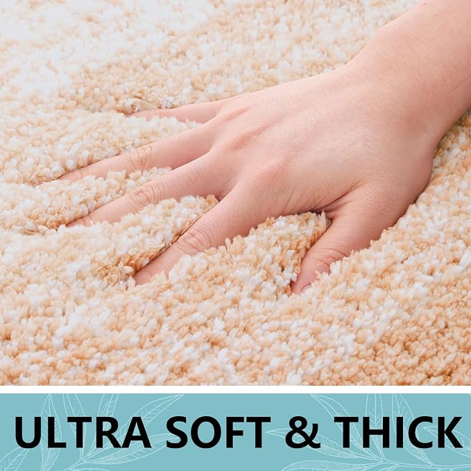 Arotive Microfiber Bathroom Rugs, Shaggy Soft Absorbent Bath Rug, 30x20 | Peach, Rubber Backing Thick Plush Machine Washable Dry Bath Mats for Bathroom, Tub and Shower, Rectangular