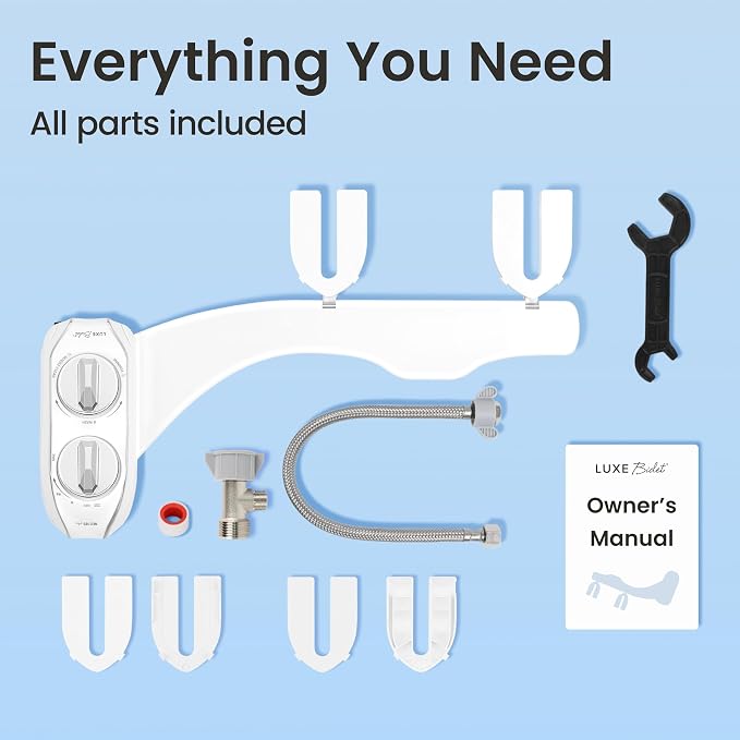 LUXE Bidet NEO 185 PLUS - Patented Bidet Attachment for Toilet, White | Non-Electric, Dual Nozzle, Slide-In Install, 360° Self-Clean, EZ-Lift to Clean, Feminine & Rear Wash