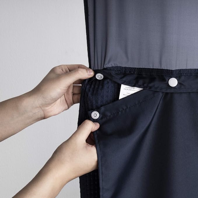 Barossa Design 70x54 Snap-in Shower Curtain Liner Replacement Navy | 2 Bottom Magnets, Fabric, Removable, Water Repellent, Machine Washable, Hotel Style, 70" W x 54" H Inner Liner