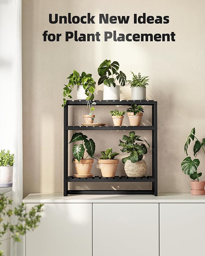 Galood Over The Toilet Storage Bathroom Shelves Wall Mounted 3 Tier Black-L | Space Saver Corner Shelf Organizer Bamboo Towel Rack Toilet Paper Cabinet with Hanging Rod