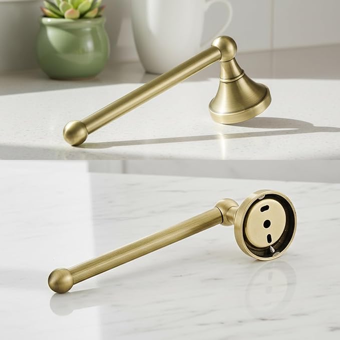 Flybath Toilet Paper Holder Brushed Brass Antique Wall Mounted for Bathroom | Rust-proof, Heavy Duty, Sturdy, Easy to Fit, Vintage Gold Loo Roll Holder, Paper Tissue Storage, Retro Bathroom Accessories