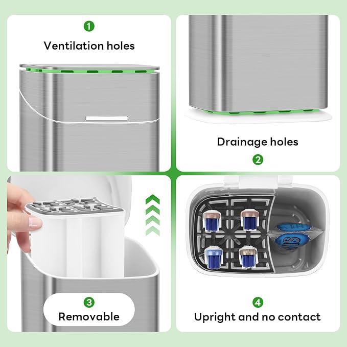 GFWARE Bathroom Toothbrush Holder with Cover, Ventilated & Drainage, Silver | Detachable 5 Slots Bathroom Organizer for Toothbrush and Toothpaste, Waterproof & Dustproof, Fits Toothbrushes Under 7.5 In