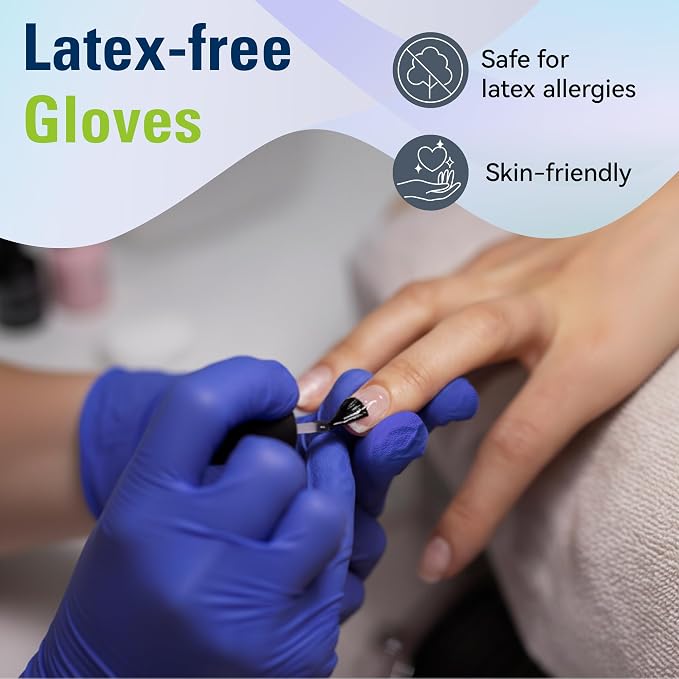 Disposable Nitrile Gloves, Food Safe, Latex-Free Powder-Free | Kitchen Rubber Gloves for Cooking, Cleaning and Food Prep, Dark Blue