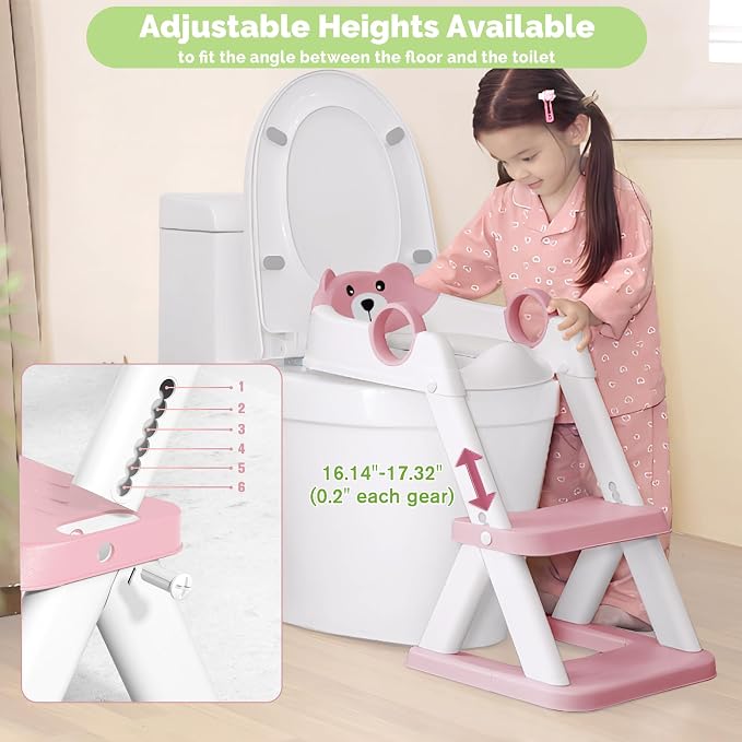 COOSEYA Toilet Seat, Potty Training Seat for Toddler, Upgraded 2-in-1 Potty Toilet Training for Boys and Girls, Waterproof Cushioned Mat with Non-Slip Step Stool