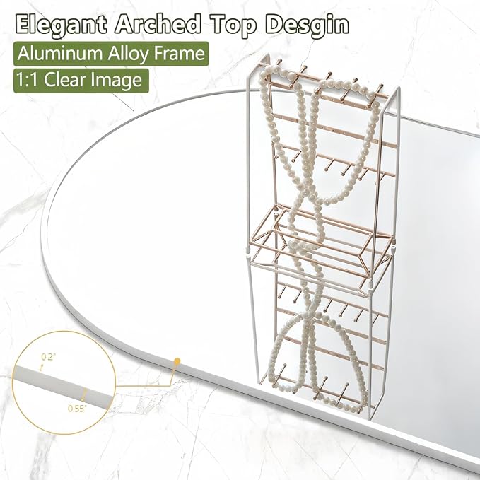 Dewfig Arched Full Length Mirror, 81"x41" Large Floor Mirror, White | Aluminum Alloy Frame Oversized Full Body Mirror, HD Shatterproof Tempered Glass, Lean/Stand/Wall for Living Room,Bedroom