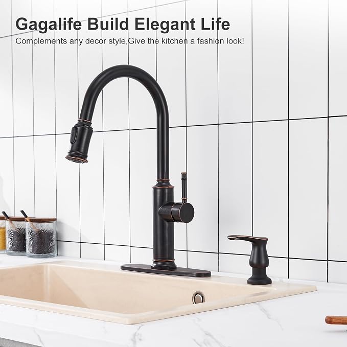 Kitchen Sink Soap Dispenser Oil Rubbed Bronze, G086ORB-G | Under Sink Soap Dispenser with 40" Silicone Extension Tube, Say Goodbye to Frequent Refills