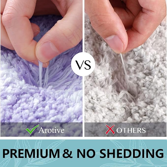 Arotive Microfiber Bathroom Rugs, Shaggy Soft Absorbent Bath Rug, 40x24 | DarkPurple, Rubber Backing Thick Plush Machine Washable Dry Bath Mats for Bathroom, Tub and Shower, Rectangular