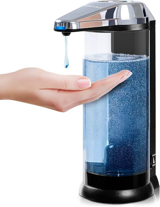Secura 17oz Automatic Liquid Soap Dispenser, Touchless Battery Operated Hand Soap Dispenser with Adjustable Soap Dispensing Volume Control Dial, Personal Care Dispenser (Silver)