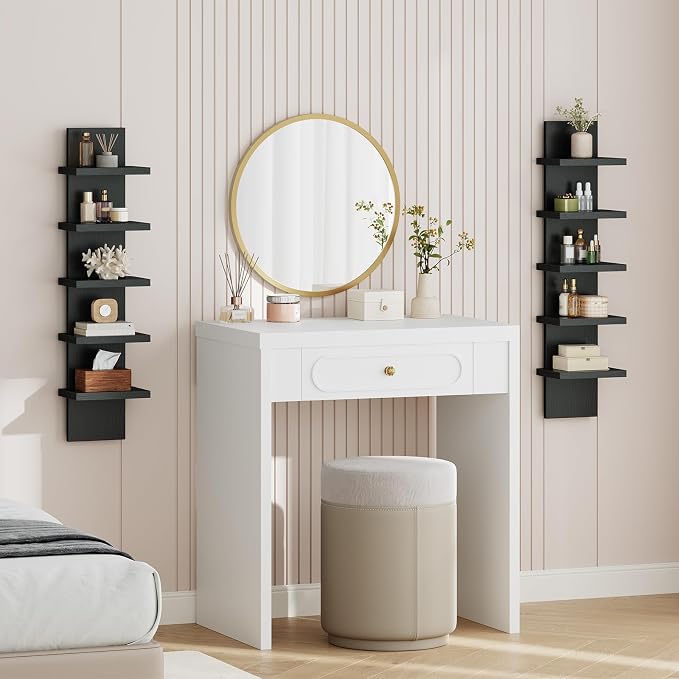 HOOBRO 5 Tier Wall Shelf Unit, 2 Pack Floating Shelves for Wall, Wall Mounted Shelves for Storage, Vertical Display Shelf, Organizer Tall Tower Design for Livingroom Bedroom Kitchen, Black BK18BJP201