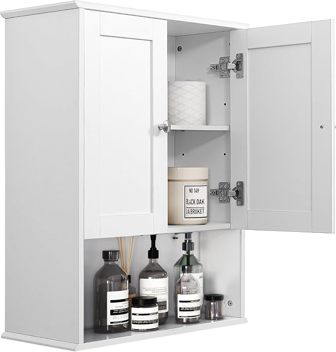Bathroom Cabinet Wall Mounted Over Toilet Storage Cabinet, 24x30 Inch Wooden White Bathroom Wall Cabinet Above Toilet Storage Medicine Cabinets for Kitchen Laundry Bedroom